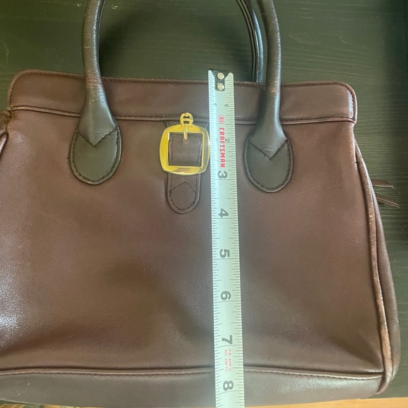 Vintage Etienne Aigner Dark Brown Satchel with Gold Buckle - Picture 10 of 13
